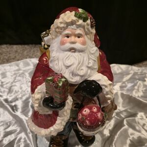 Jolly Santa Claus Cookie Jar with Red and White